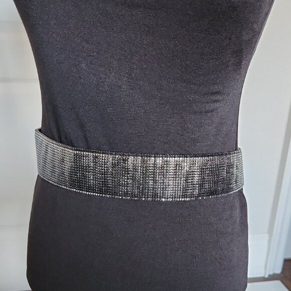 Leather Belt Sash Embellished Rhinestones Black - Picture 2 of 5